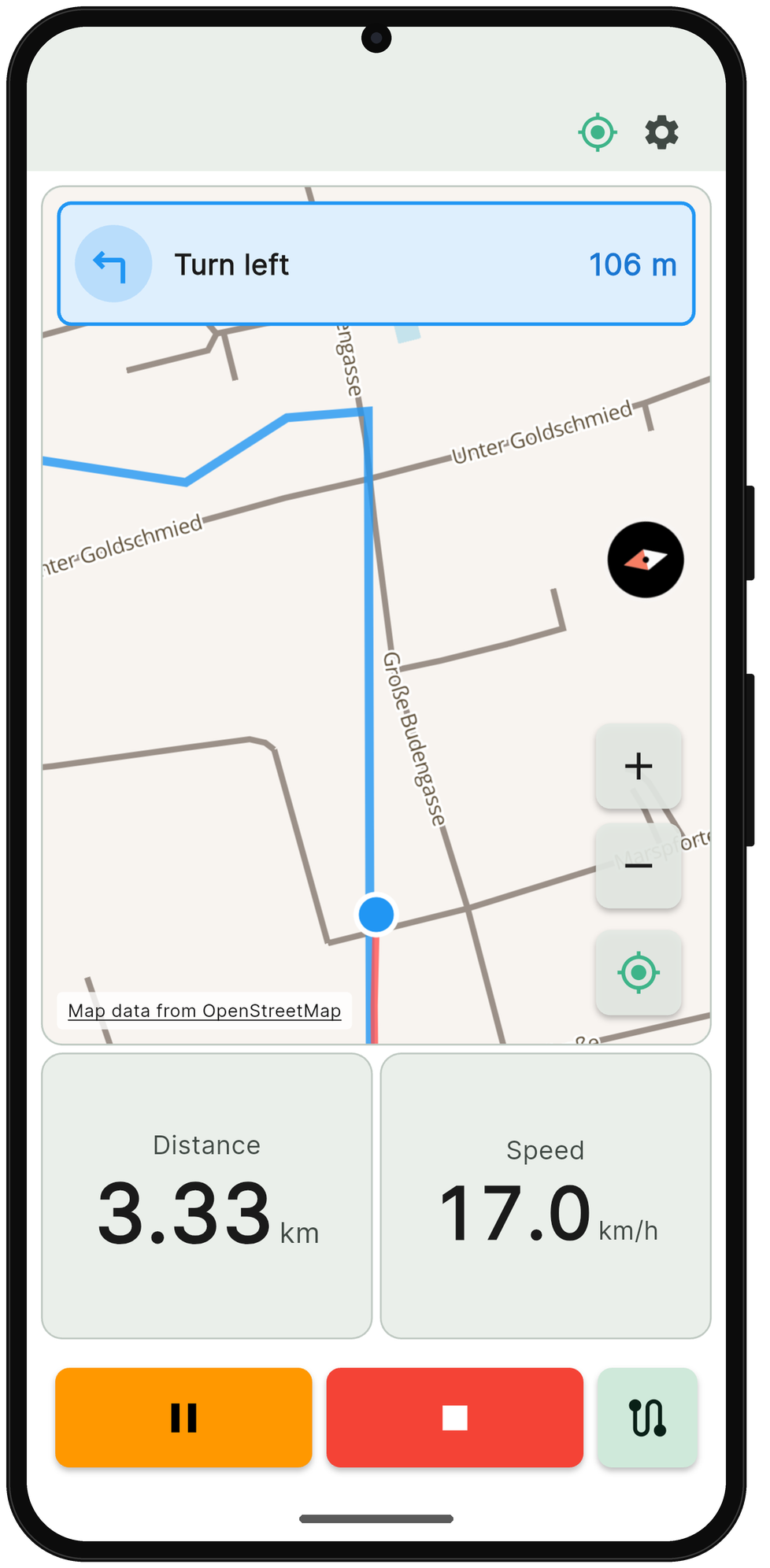 Map view with active navigation